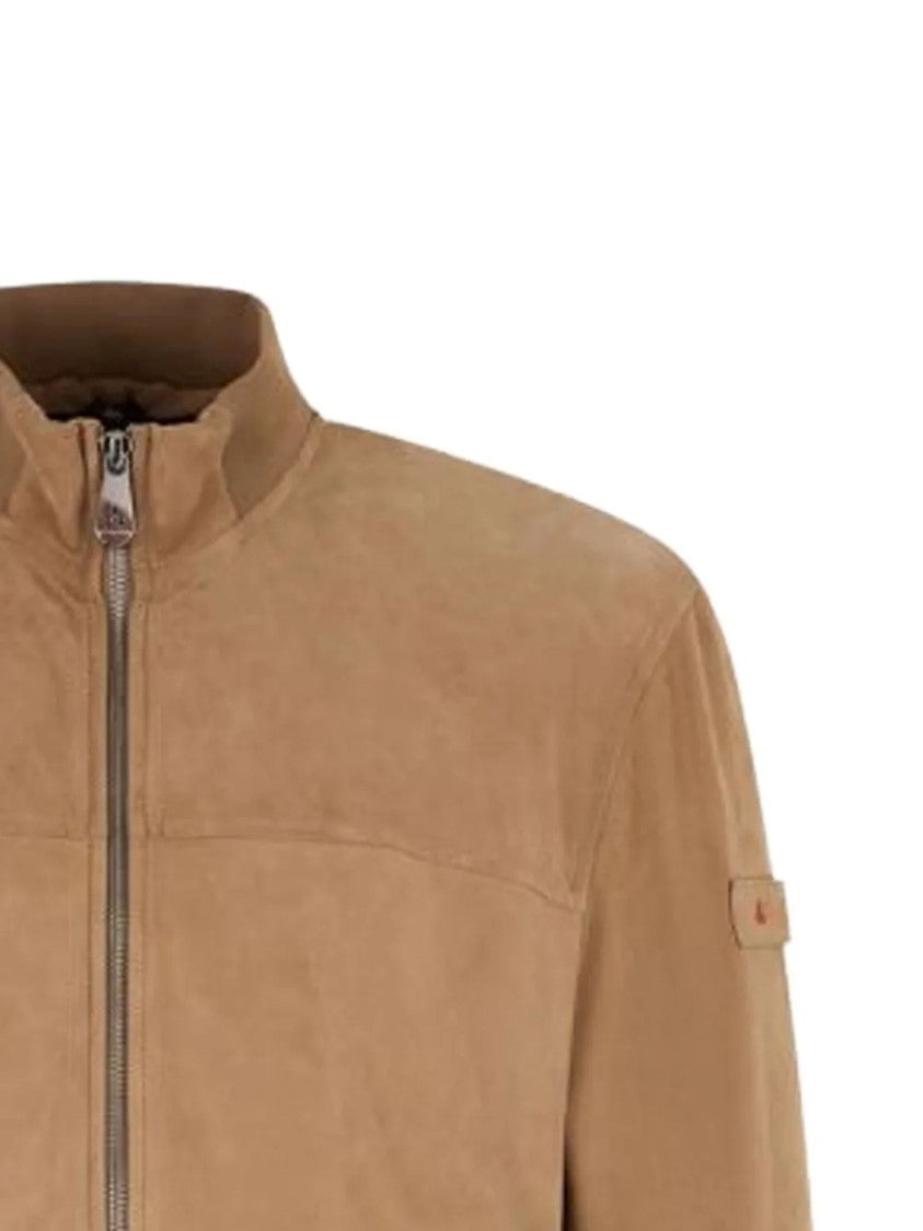 Peuterey Tan Leather Ribbed Jacket