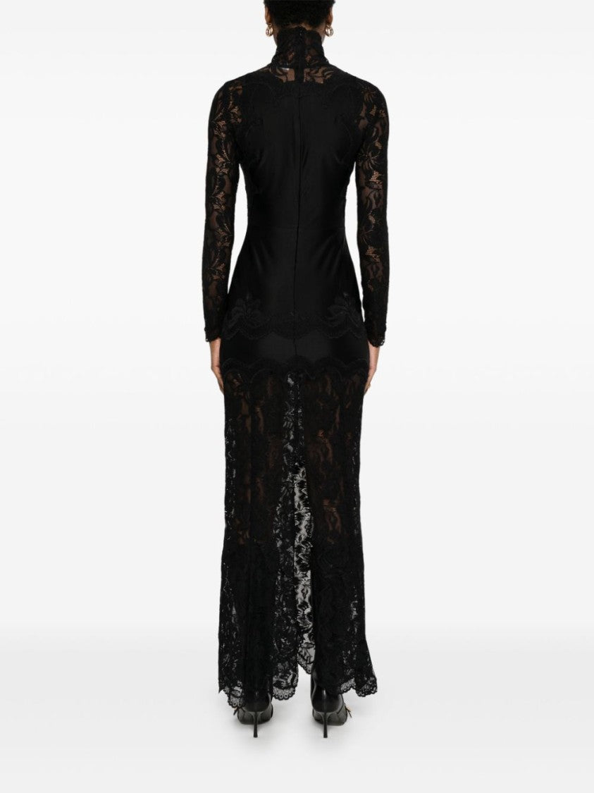 Rabanne Long Sleeve Black Lace Evening Dress