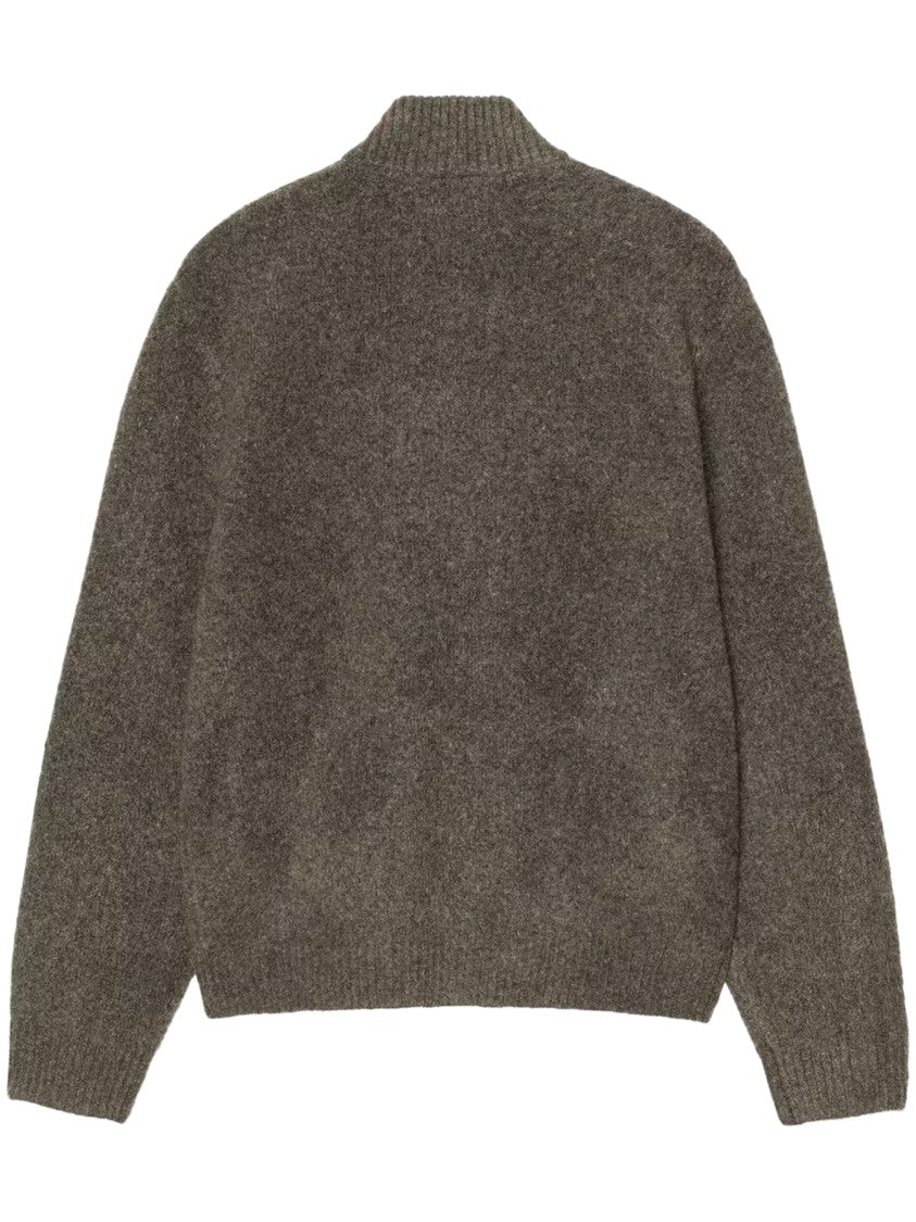 Carhartt Wip Textured Knit Sweater Jacket With Stand Collar And Zipper