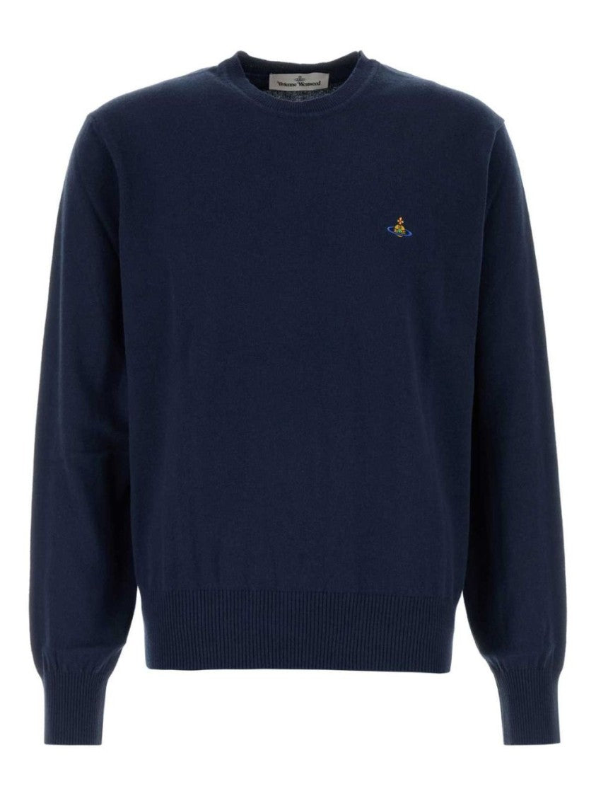 Vivienne Westwood Navy Blue Cotton-Cashmere Orb Sweater