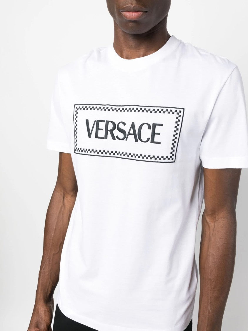 Versace White 90S Vintage Logo Cotton T-Shirt