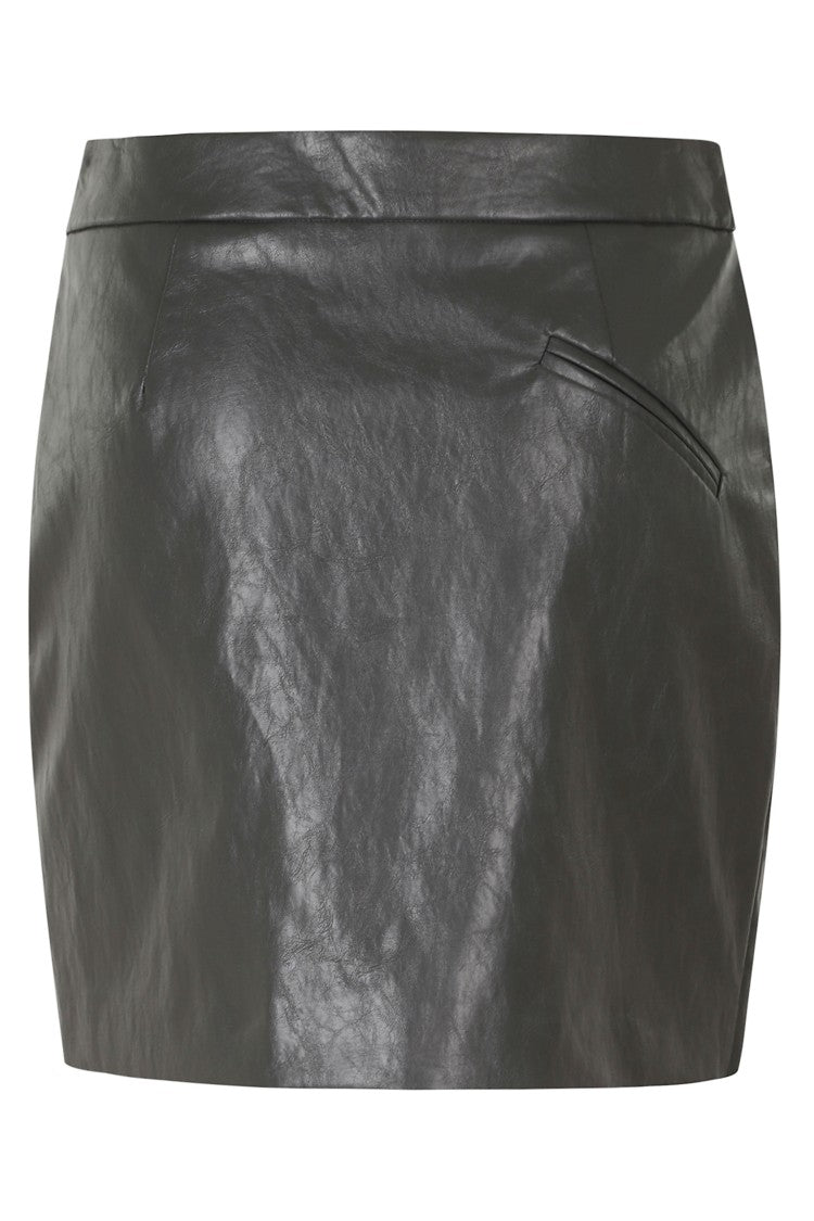 Federica Tosi Anthracite Asymmetrical Metallic Trim Polyurethane Mini Skirt