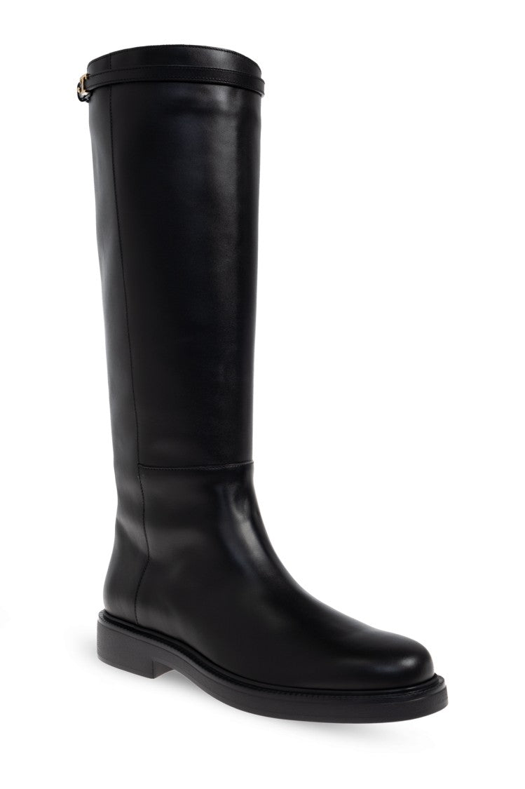 Tod's Knee-High Leather Boots With Decorative Strap
