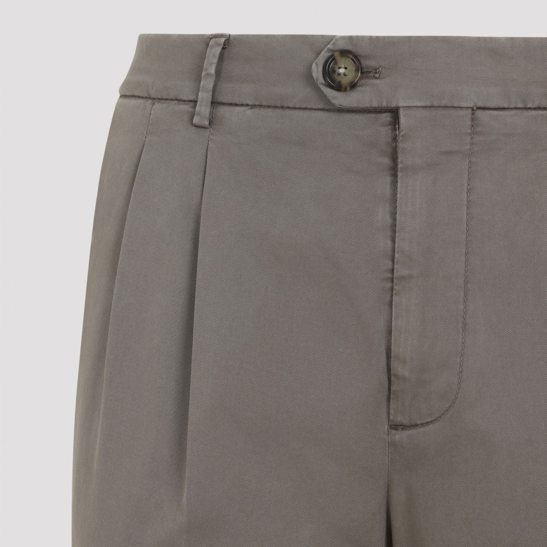 Brunello Cucinelli Dove Grey Cotton Chino Pants With Straight-Leg Silhouette