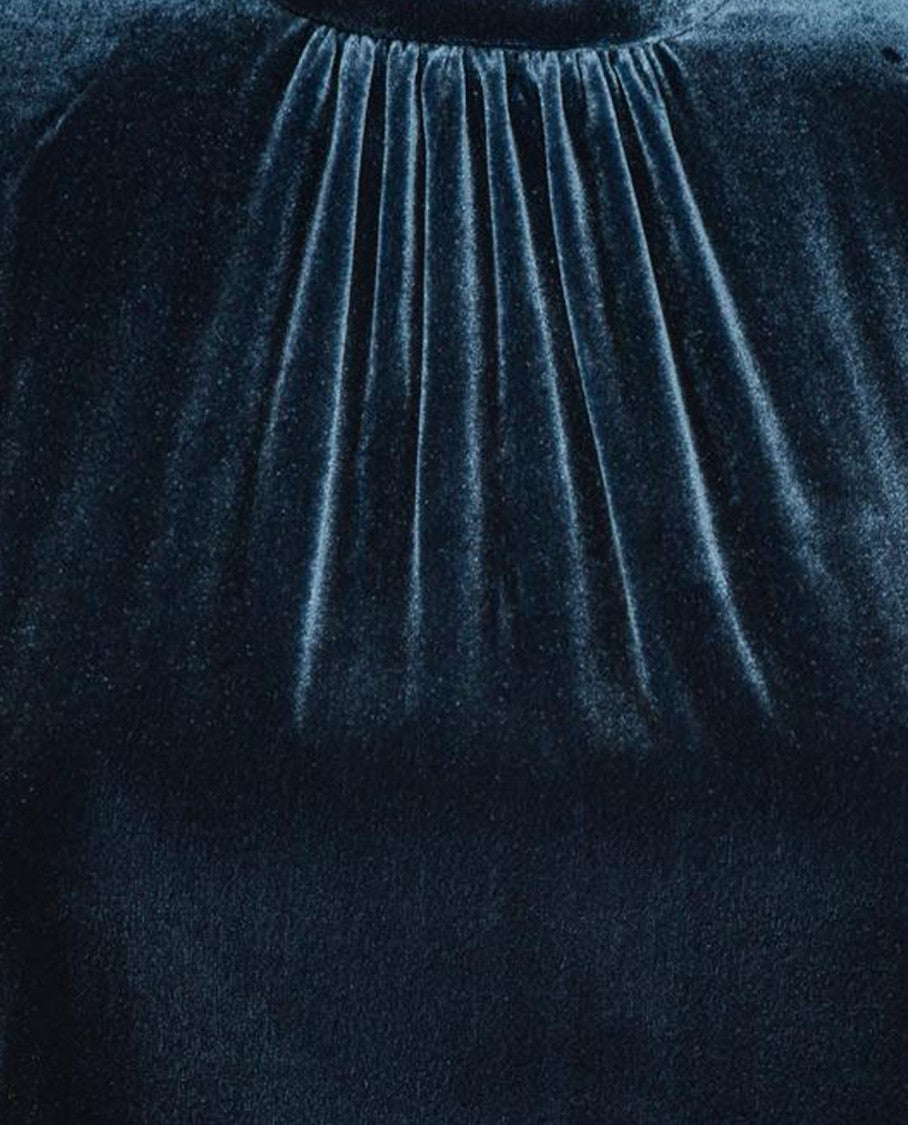 Rotate Rich Velvet Mini Dress With Gathered High Neckline