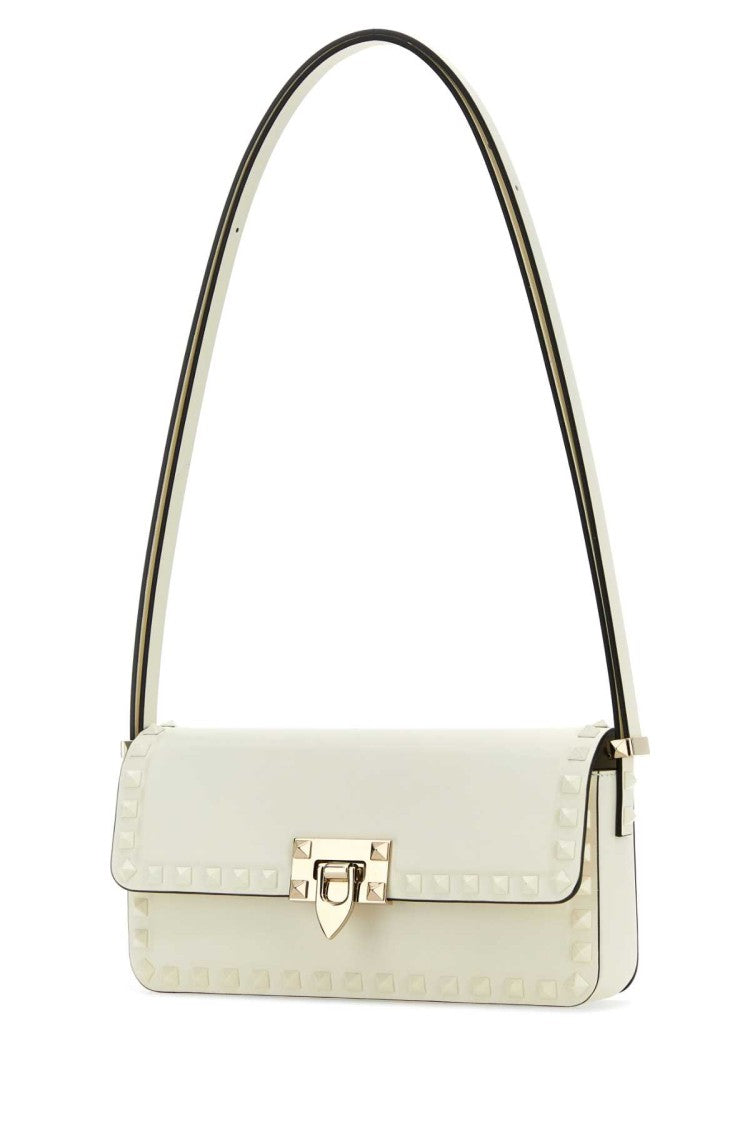 Valentino Garavani Ivory Leather Rockstud Shoulder Bag