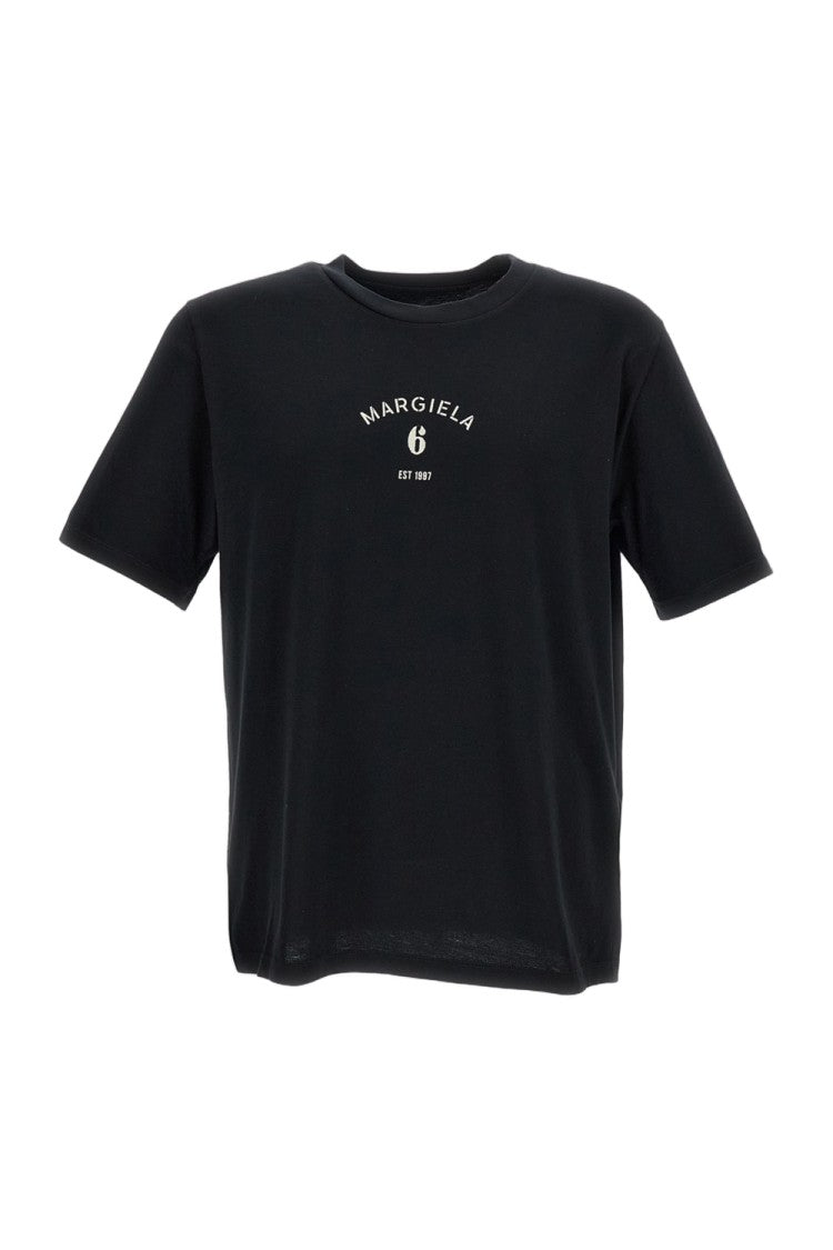 Mm6 By Maison Margiela Black Cotton Printed Short-Sleeve T-Shirt