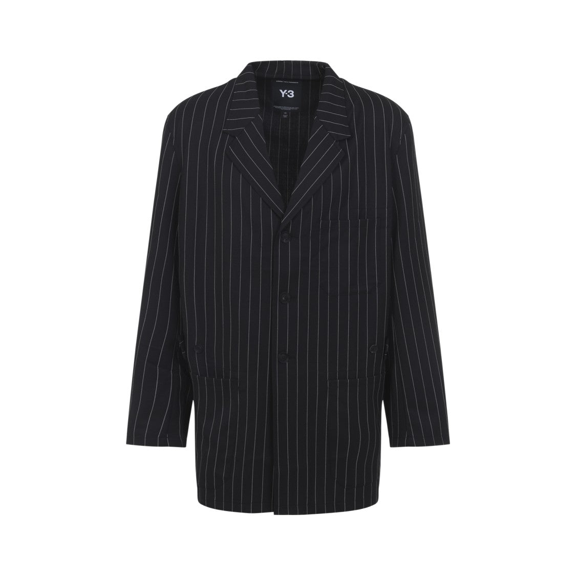 Y-3 Tailored Black Pinstripe Jacket With Notched Lapel