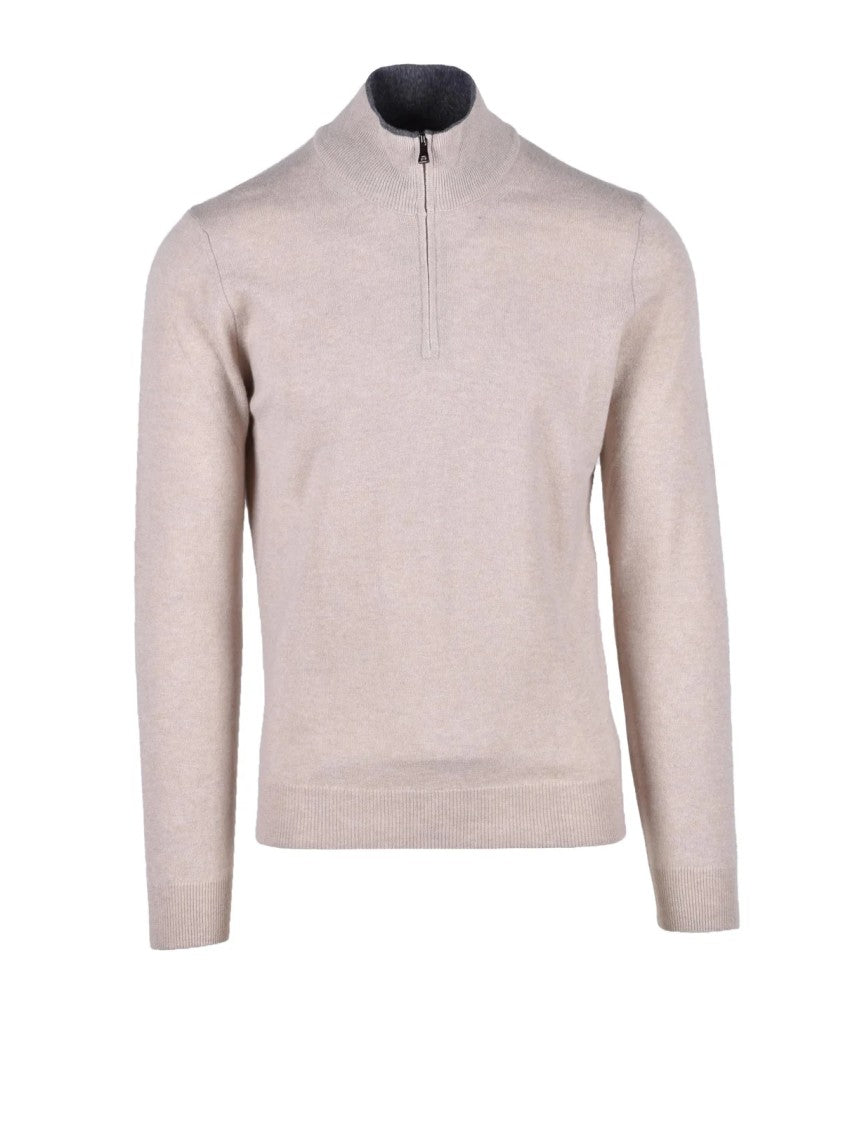 Fama Beige Merino Wool Cashmere Sweater