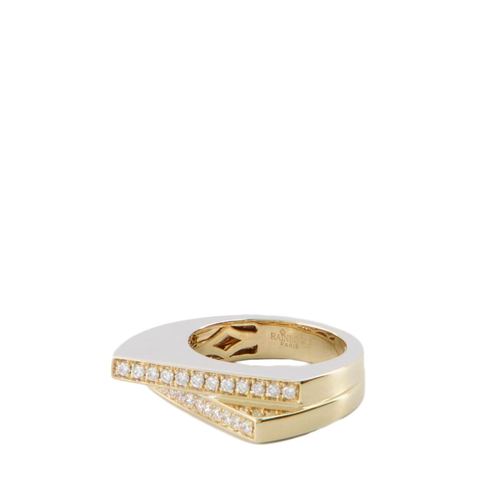 Rainbow K Handcuff Double Ring - Yellow - 9K Gold