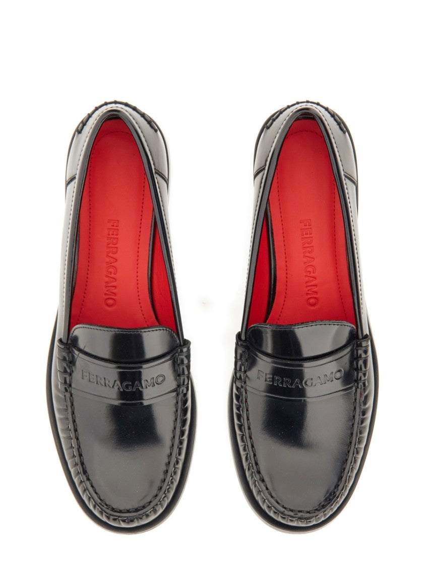 Ferragamo Black Leather Loafers