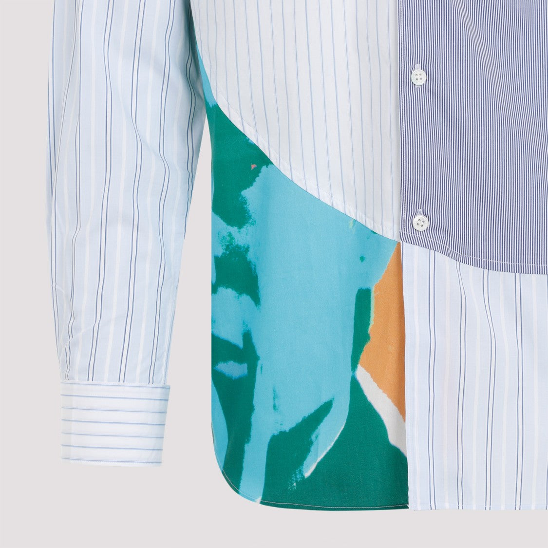 Comme Des Garçons Blue Patchwork Poplin Shirt