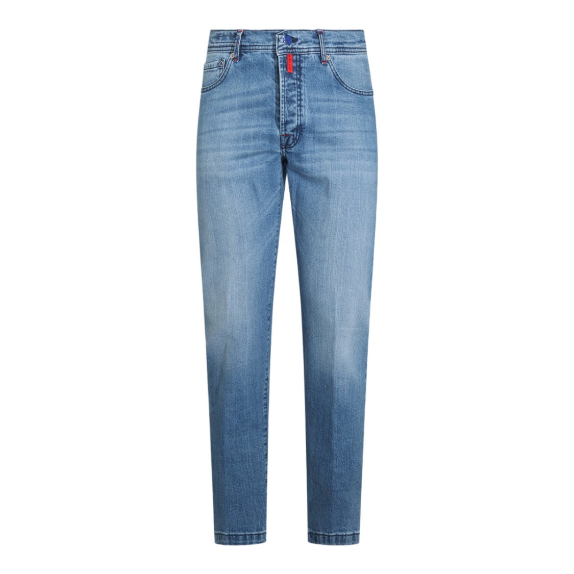 Kiton Straight-Leg Denim Jeans With Distinctive Red Stitching