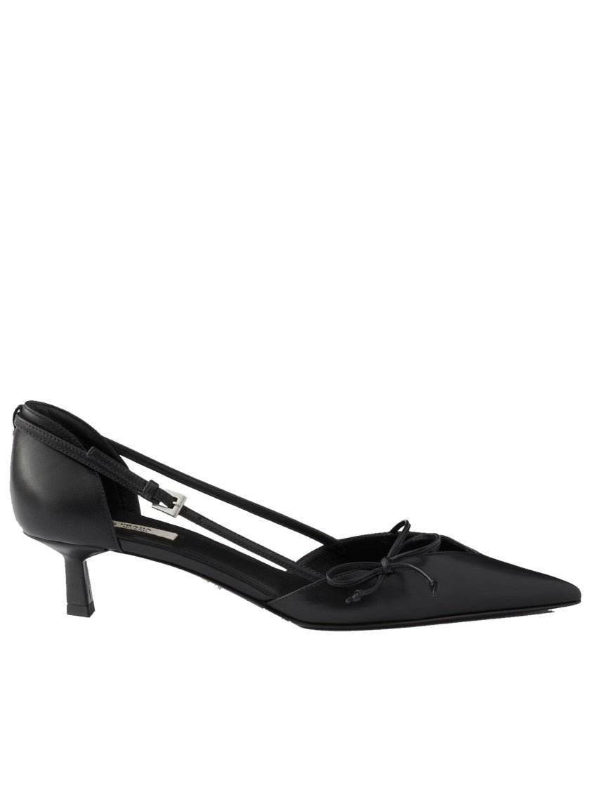 Prada Pointed-Toe Slingback Bow Detail Pumps