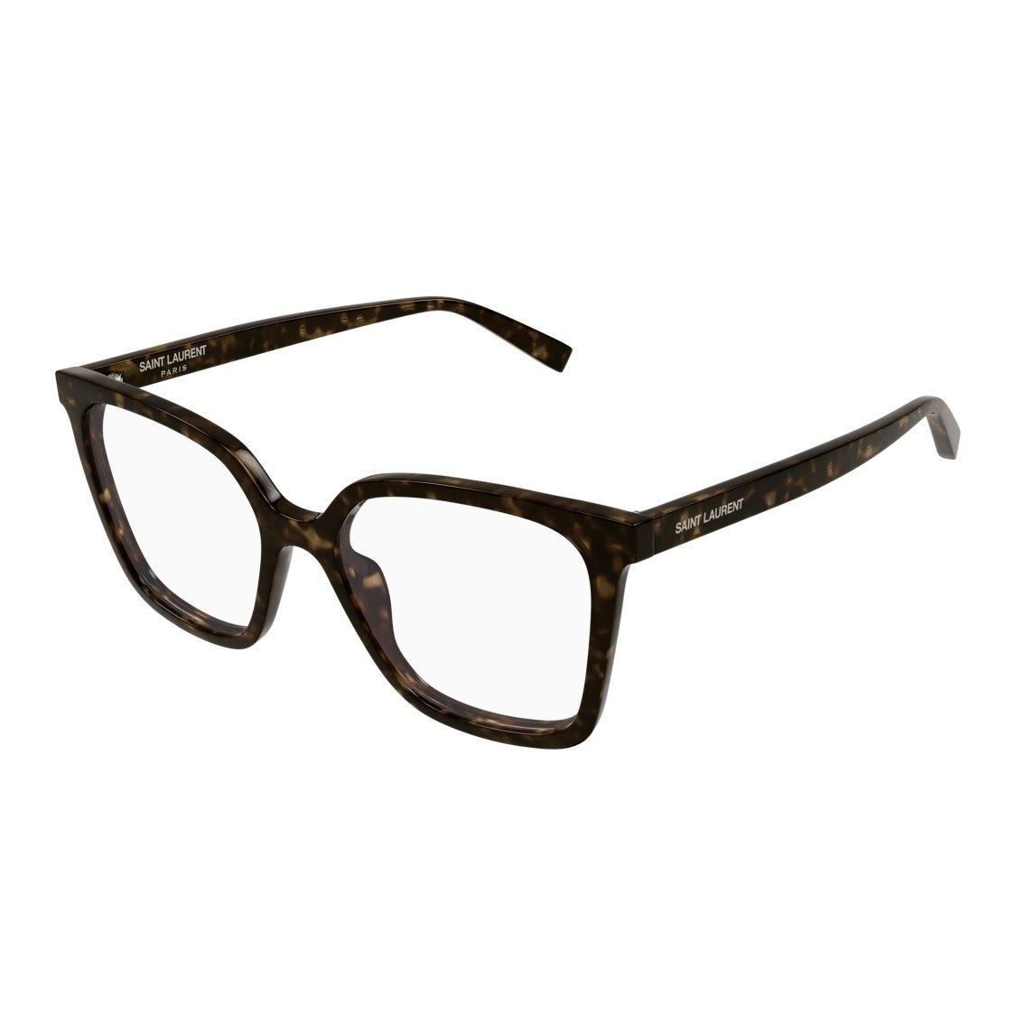 Saint Laurent Bold Oversized Square Frame Eyeglasses With Tortoiseshell Pattern