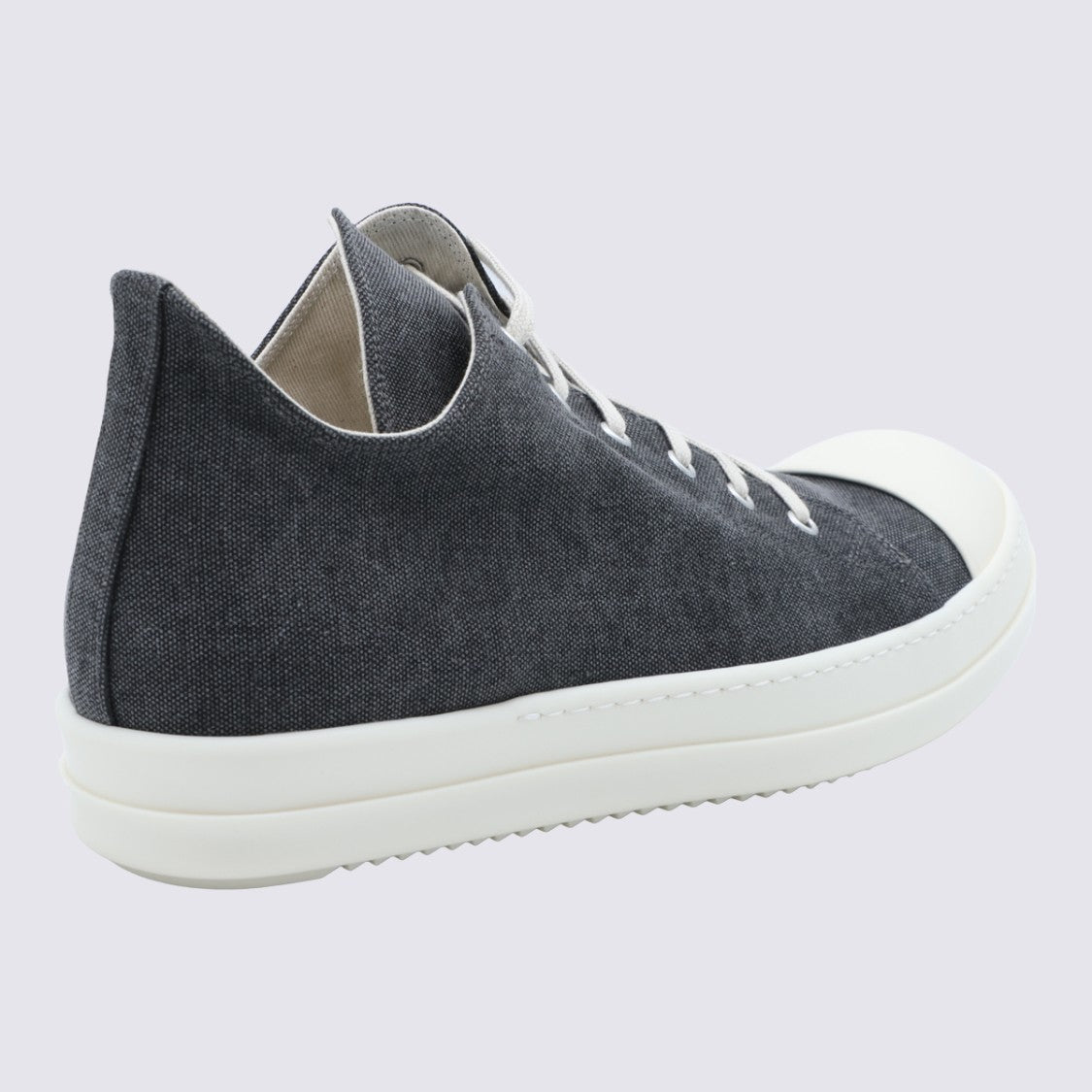 Drkshdw By Rick Owens Textured Grey Leather Sneakers With Round Toe And Elevated Sole
