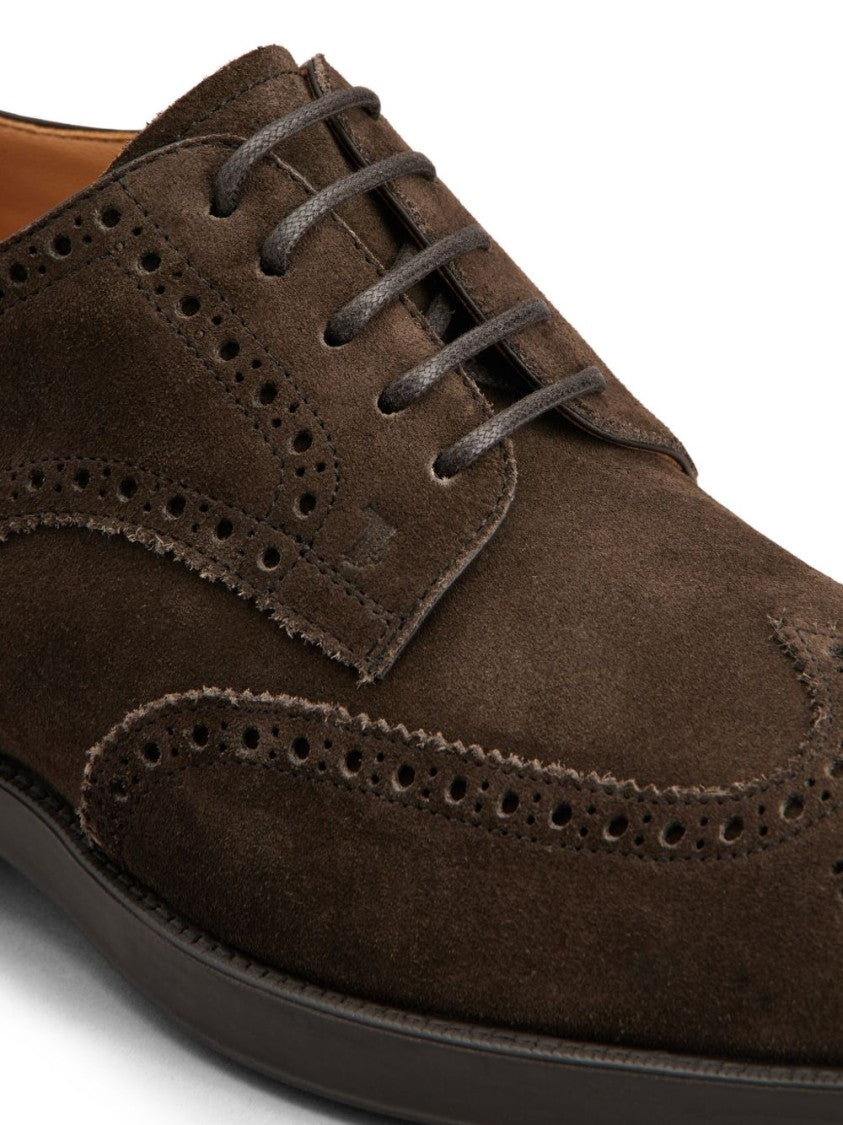 Tod's Brogue Lace-Up Shoes In Rich Suede