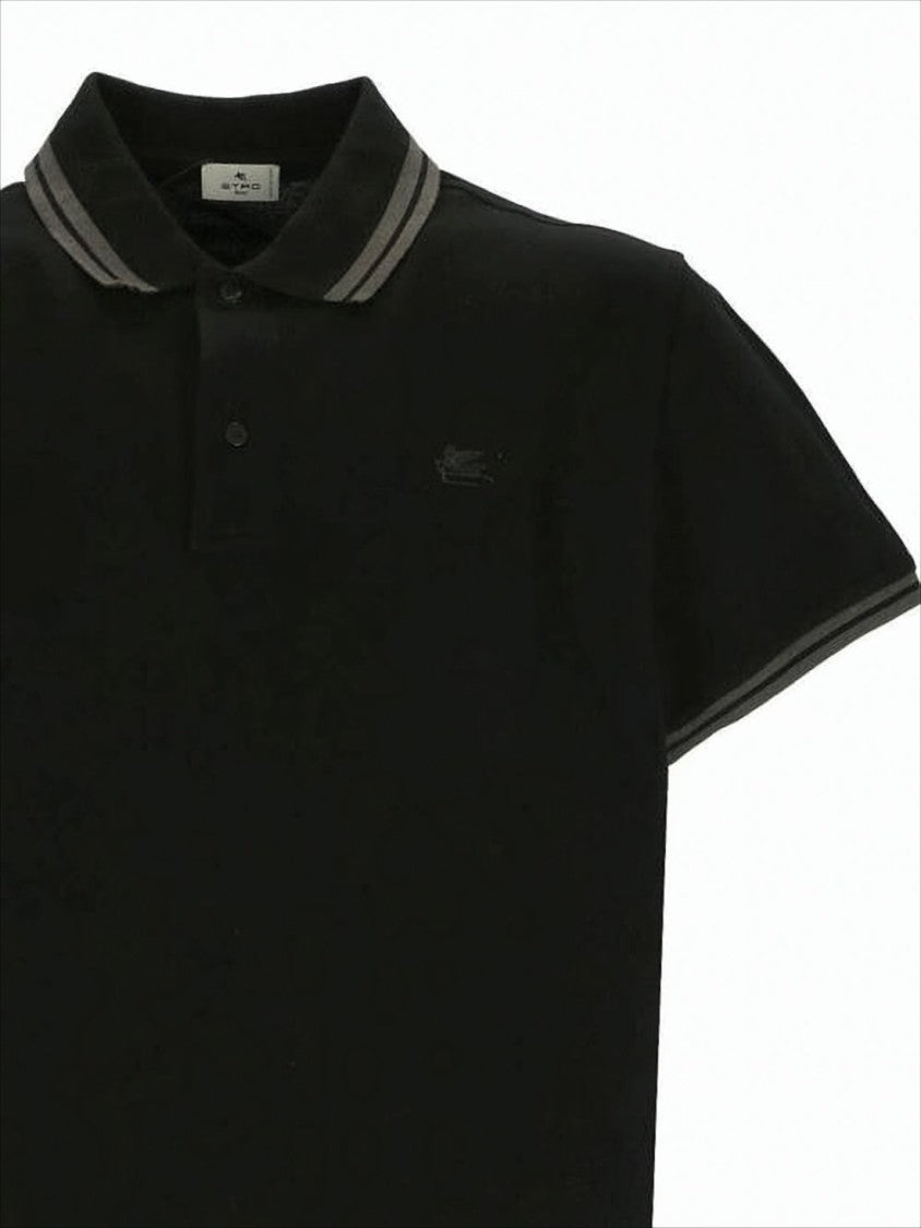 Etro Short-Sleeve Polo Shirt With Contrasting Stripes