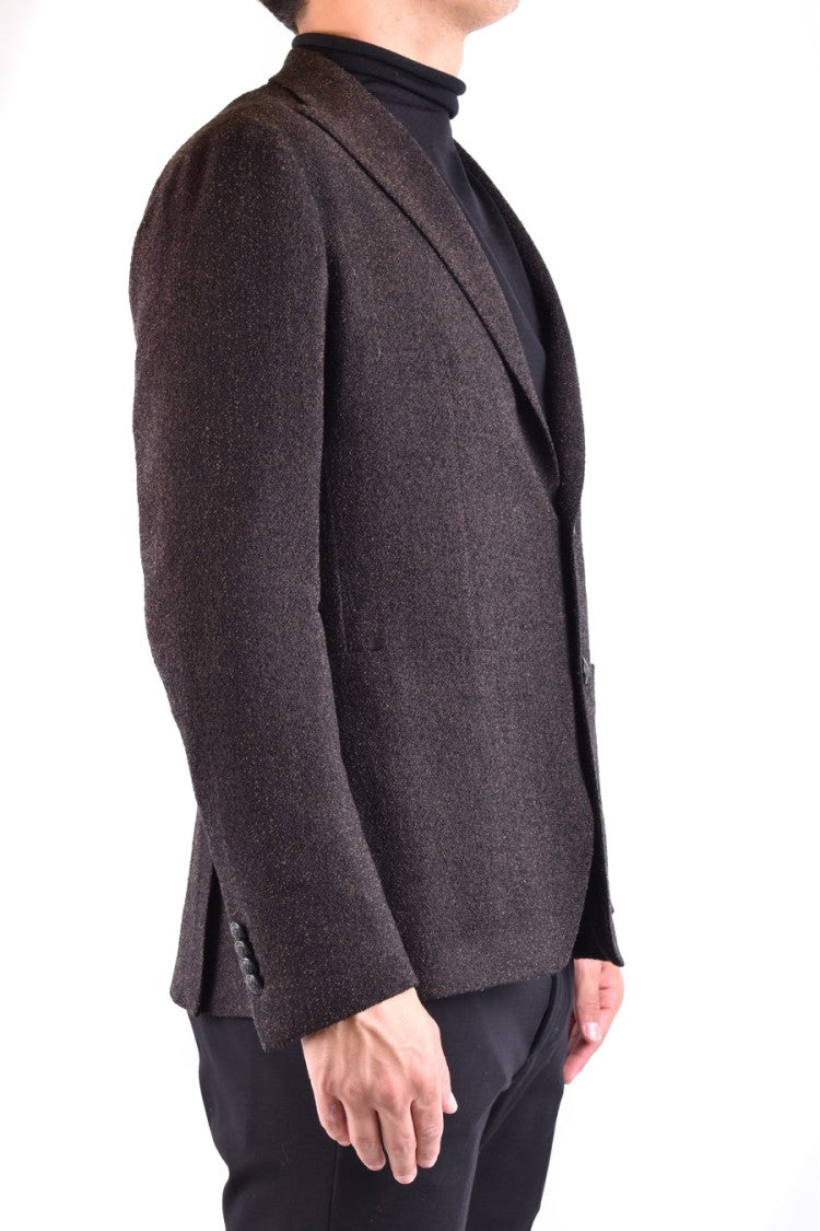 Tagliatore Tailored Brown Textured Blazer With Two-Button Closure