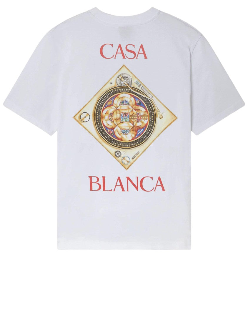 Casablanca Round Neck Cotton T-Shirt With Signature Logo Prints