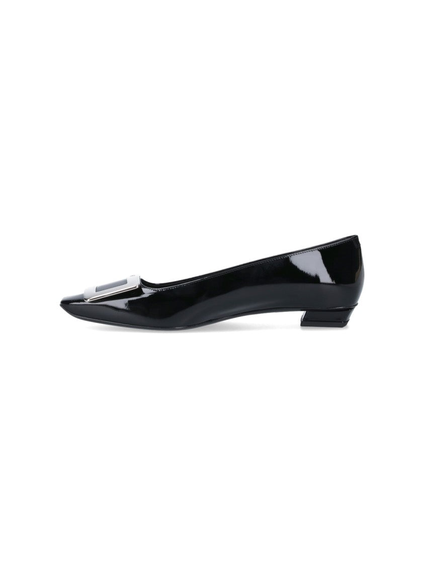 Roger Vivier Black Belle Vivier Patent Leather Flats