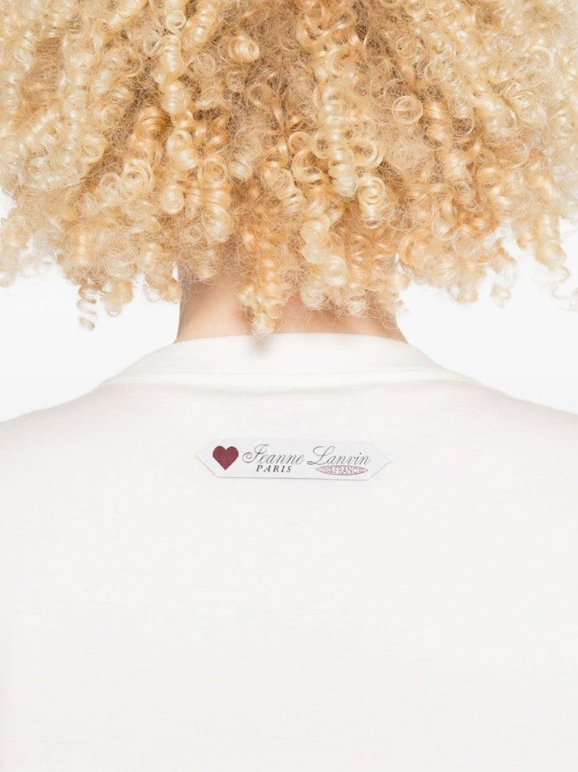 Lanvin White Heart Print Short Sleeve Top