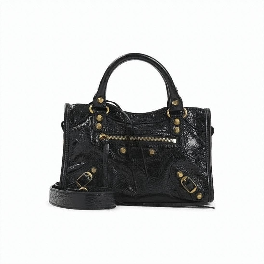 Balenciaga Textured Lambskin Mini Handbag With Glossy Finish