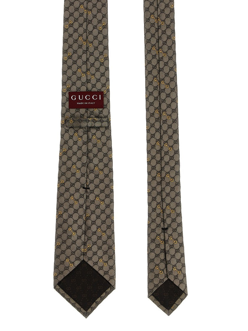 Gucci Silk Tie With Repeating Gg Pattern