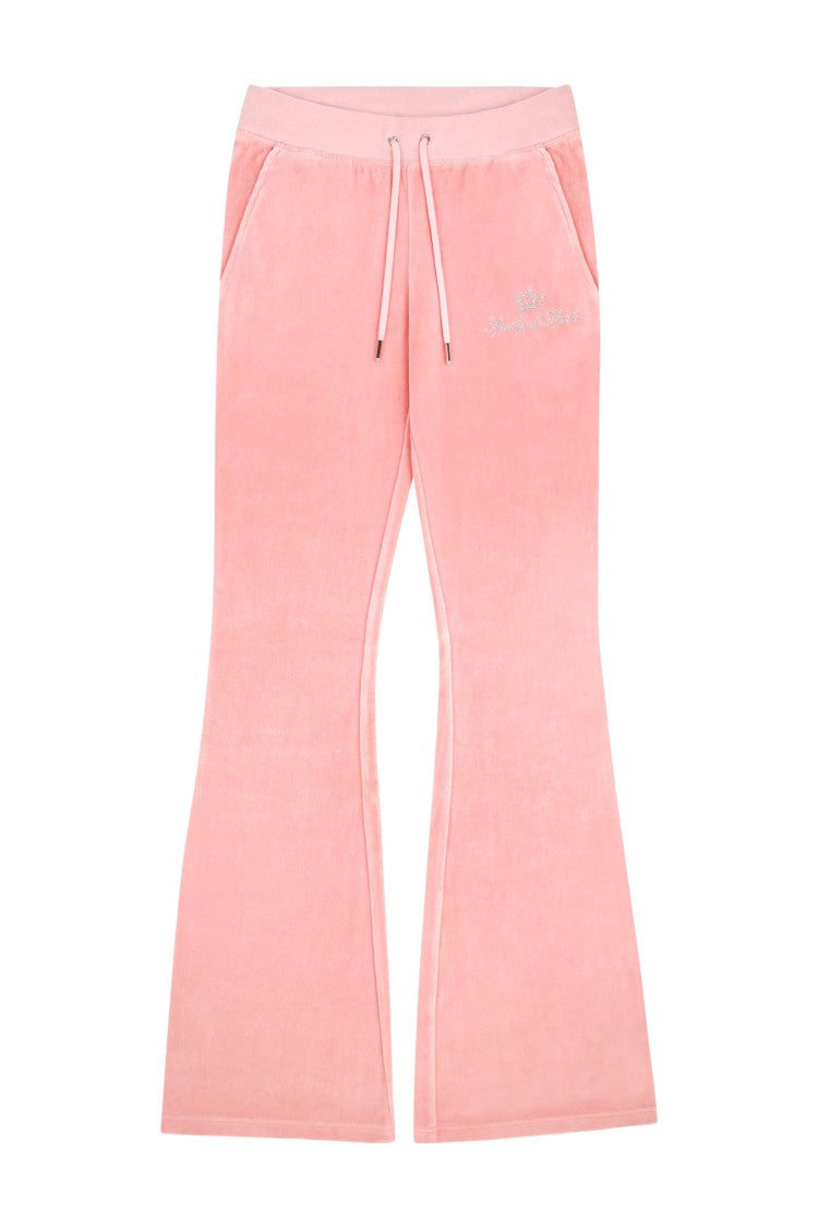 S&R X Juicy Couture Pink Crystal Logo Flared Cotton Sweatpants