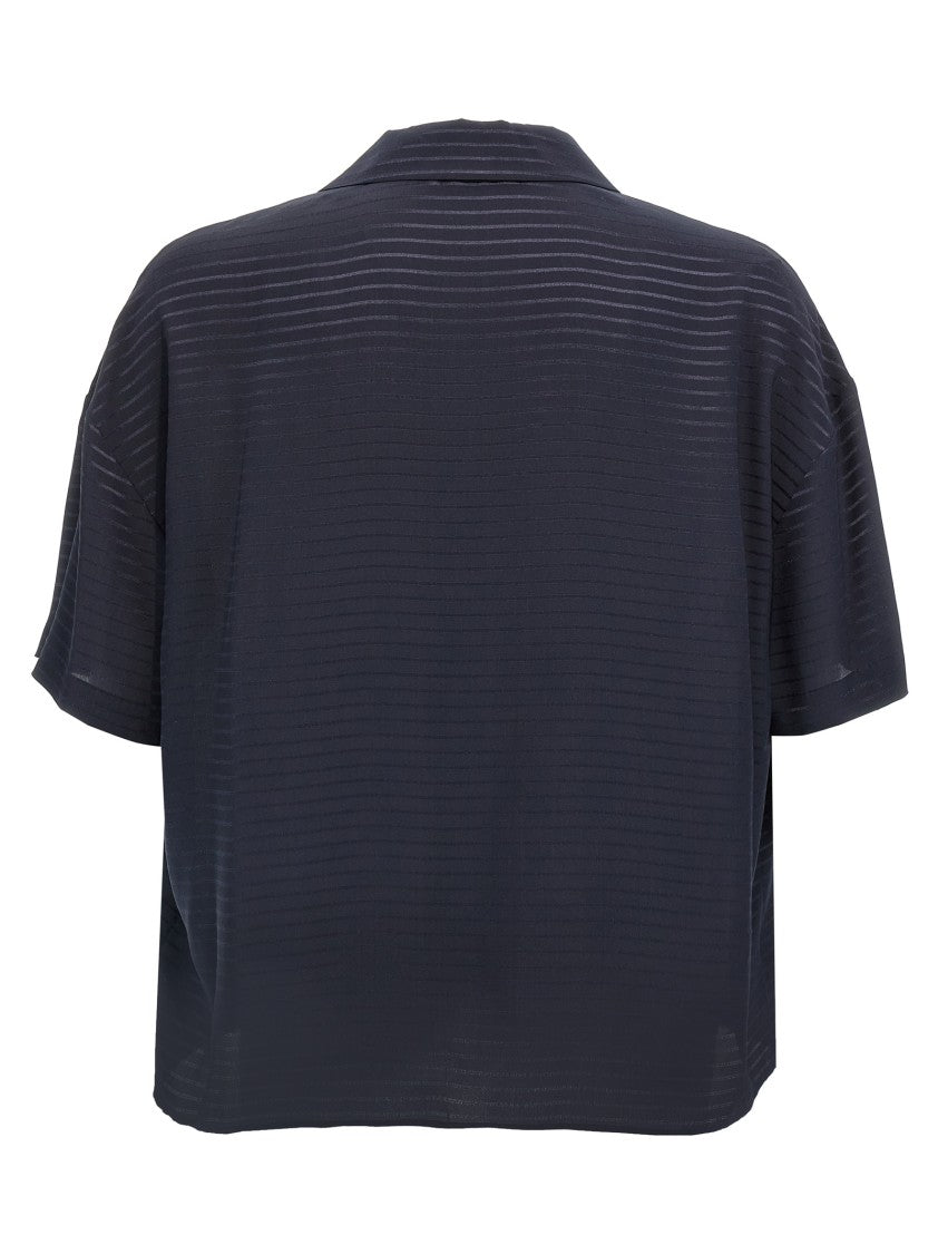 Saint Laurent Silk Striped Polo Shirt With V-Neck