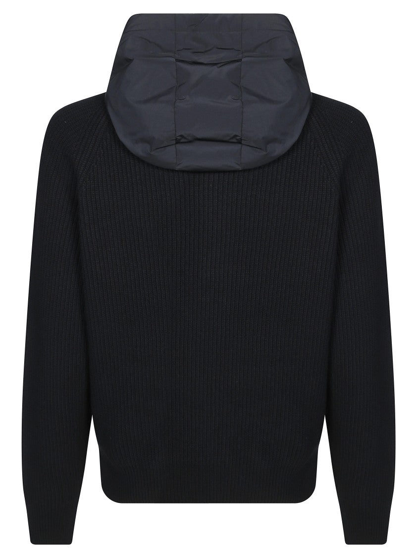 Moncler Ribbed Knit Hooded Cardigan