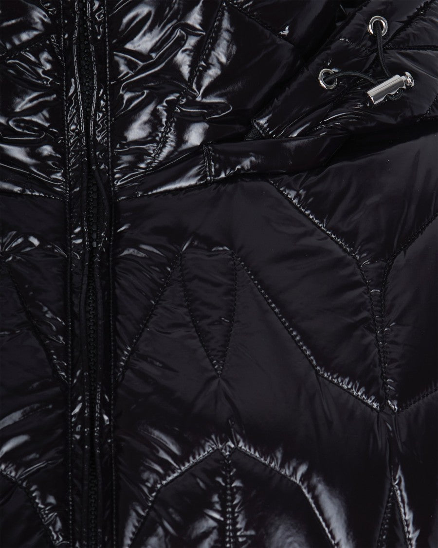 Patrizia Pepe Quilted Down Jacket With Hood In Black