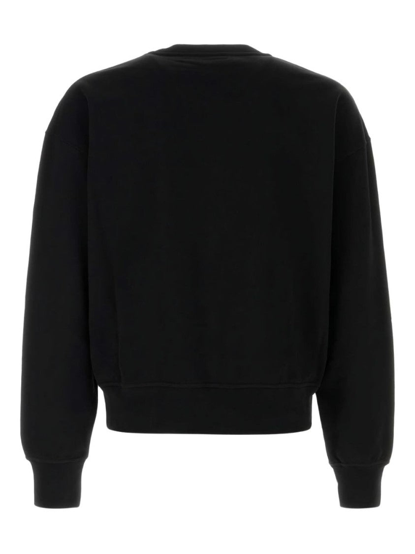 Alexander Mcqueen Flocked Logo Crew Neck Sweatshirt With Ribbed Trims