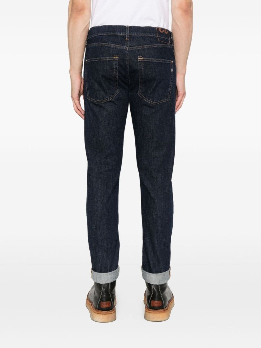 Dondup Straight-Leg Dark Indigo Jeans With Contrast Stitching