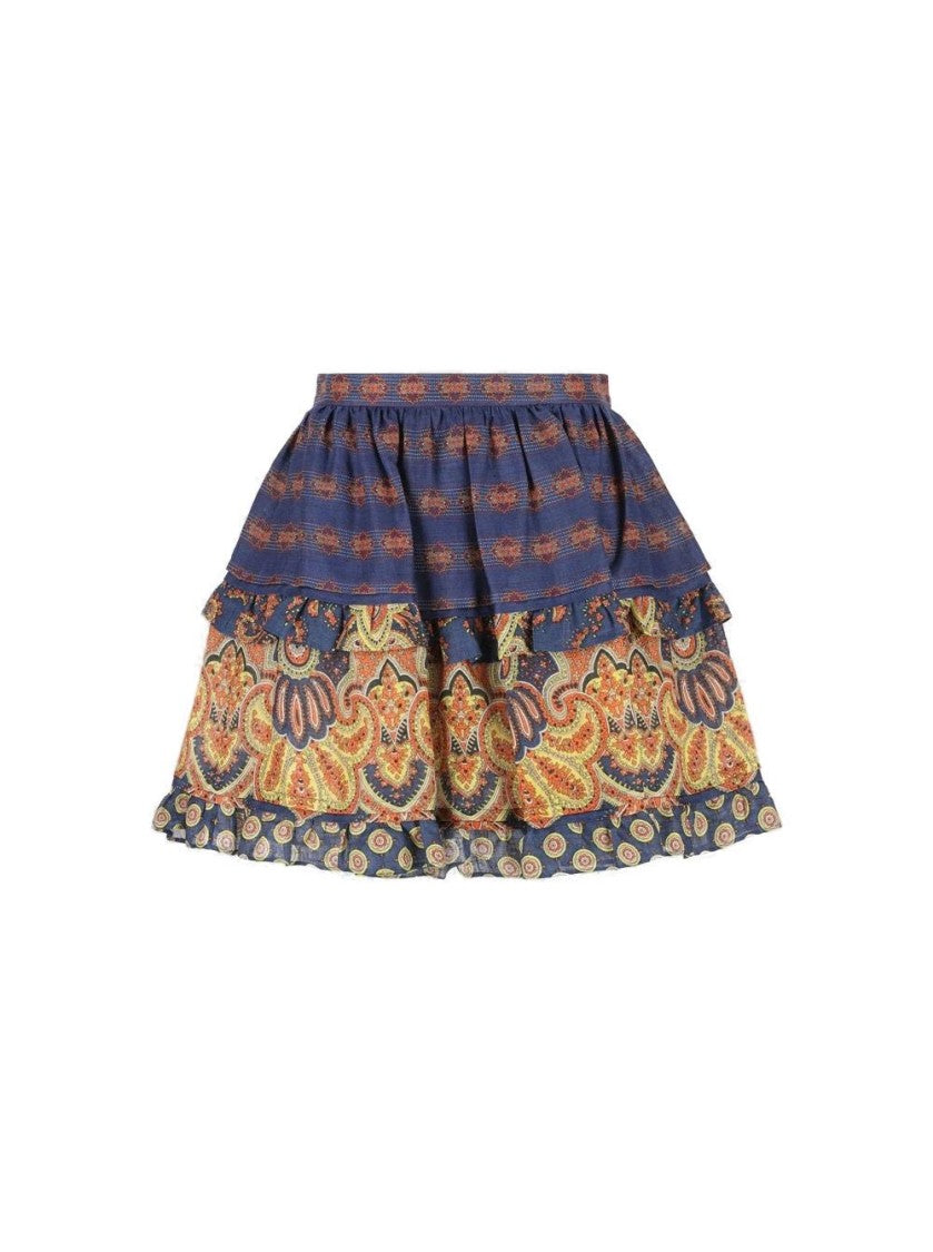 Valentino Voyage Imaginaire Linen Skirt Indigo