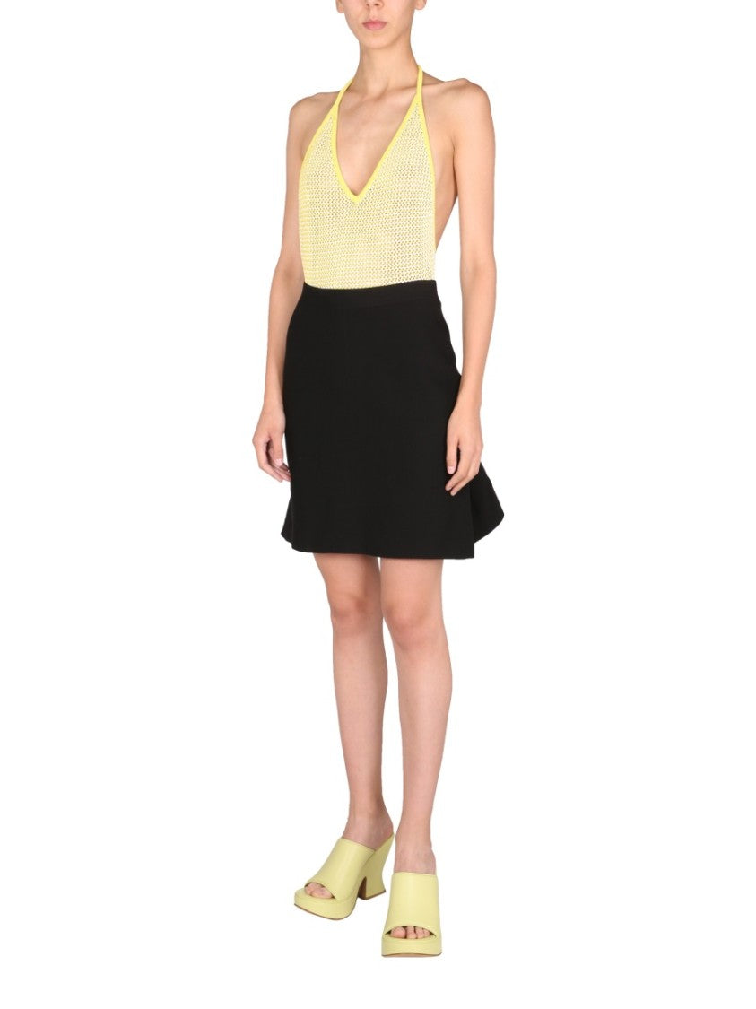 Bottega Veneta Ruching Detail Wool Skirt With Elasticated Waistband