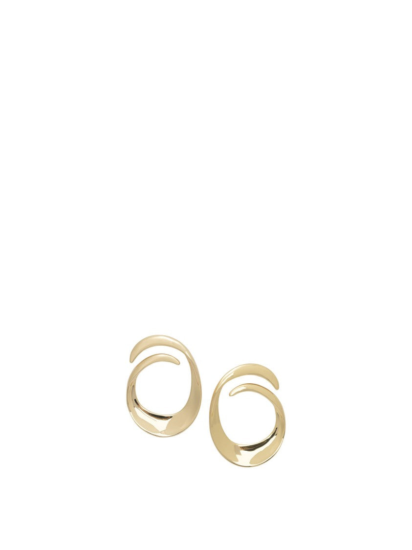 Self-Portrait Spiral-Design Gold Brass Earrings With Reflective Finish