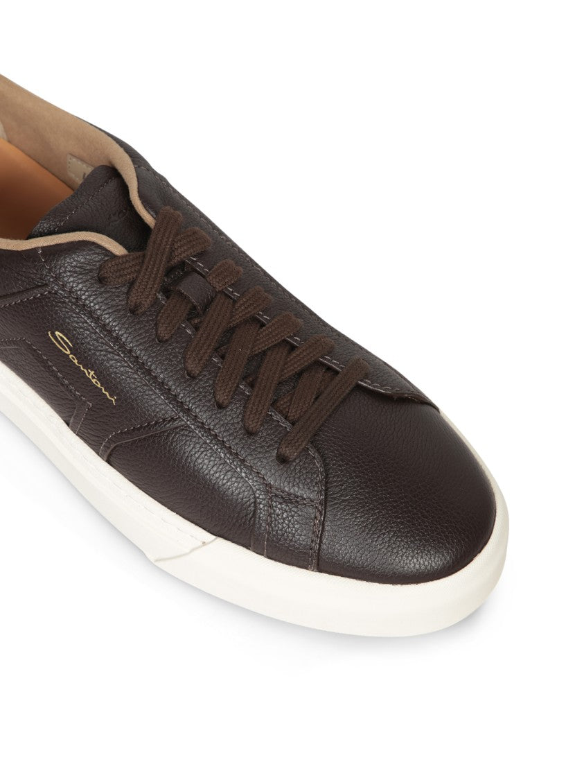 Santoni Calf Leather Sneakers With Durable Rubber Sole