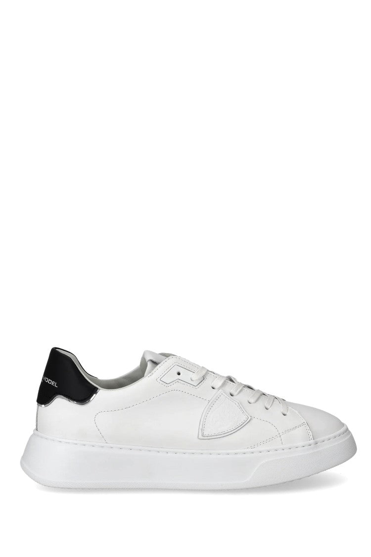Philippe Model Temple White Black Trim Leather Sneakers