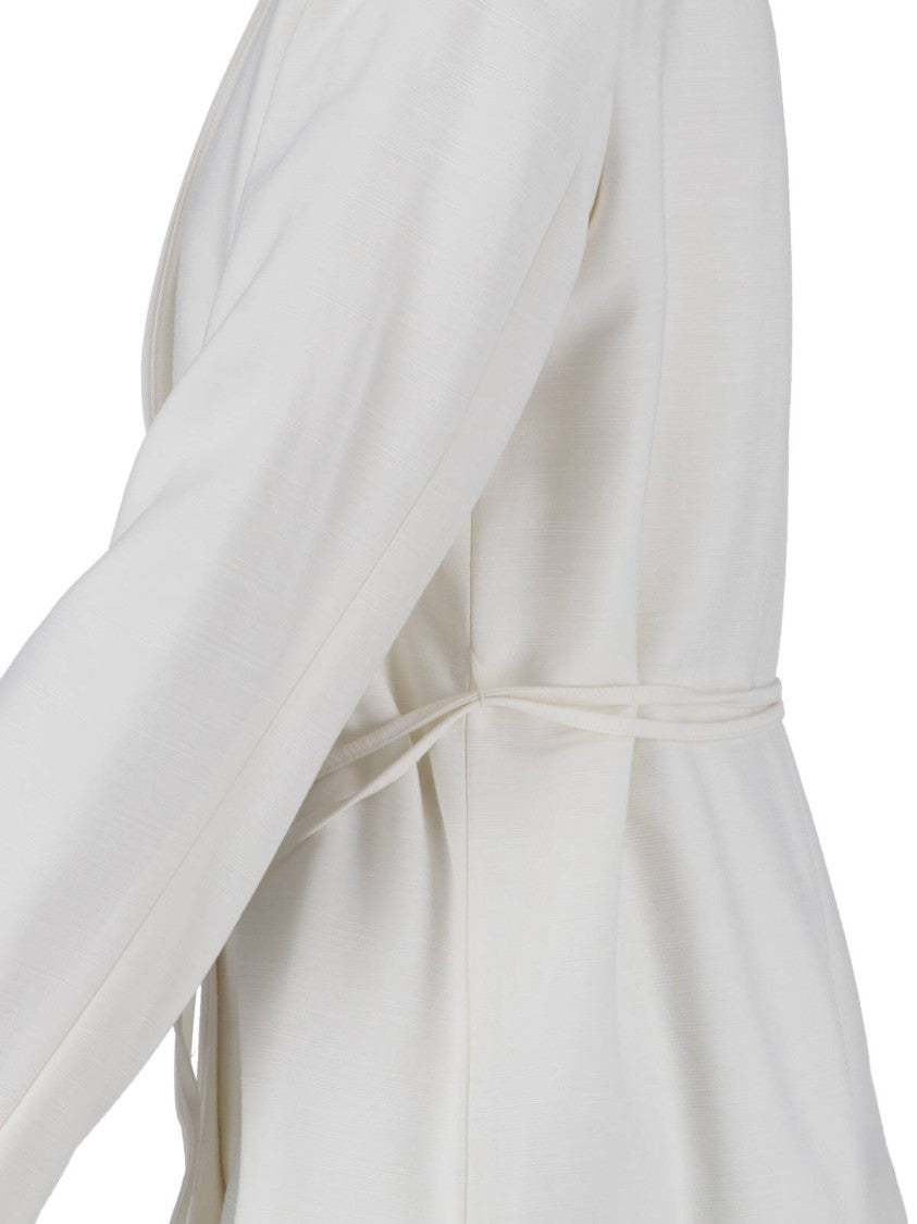 Calvin Klein White Single-Breasted Viscose Blend Tie Blazer