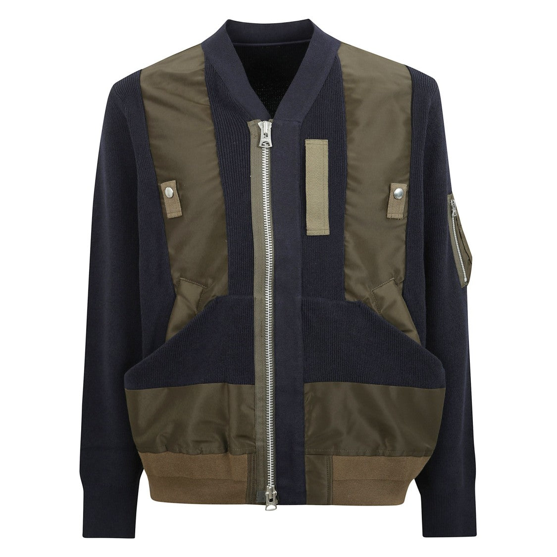 Sacai Ribbed Technical Jacket With Mixed Fabrics