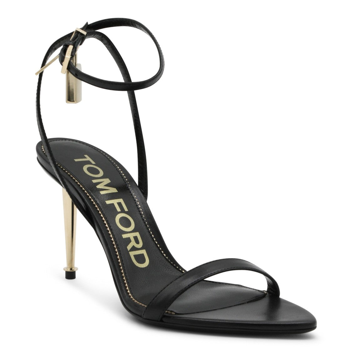 Tom Ford Black Sandals With Metallic Gold Stiletto Heel