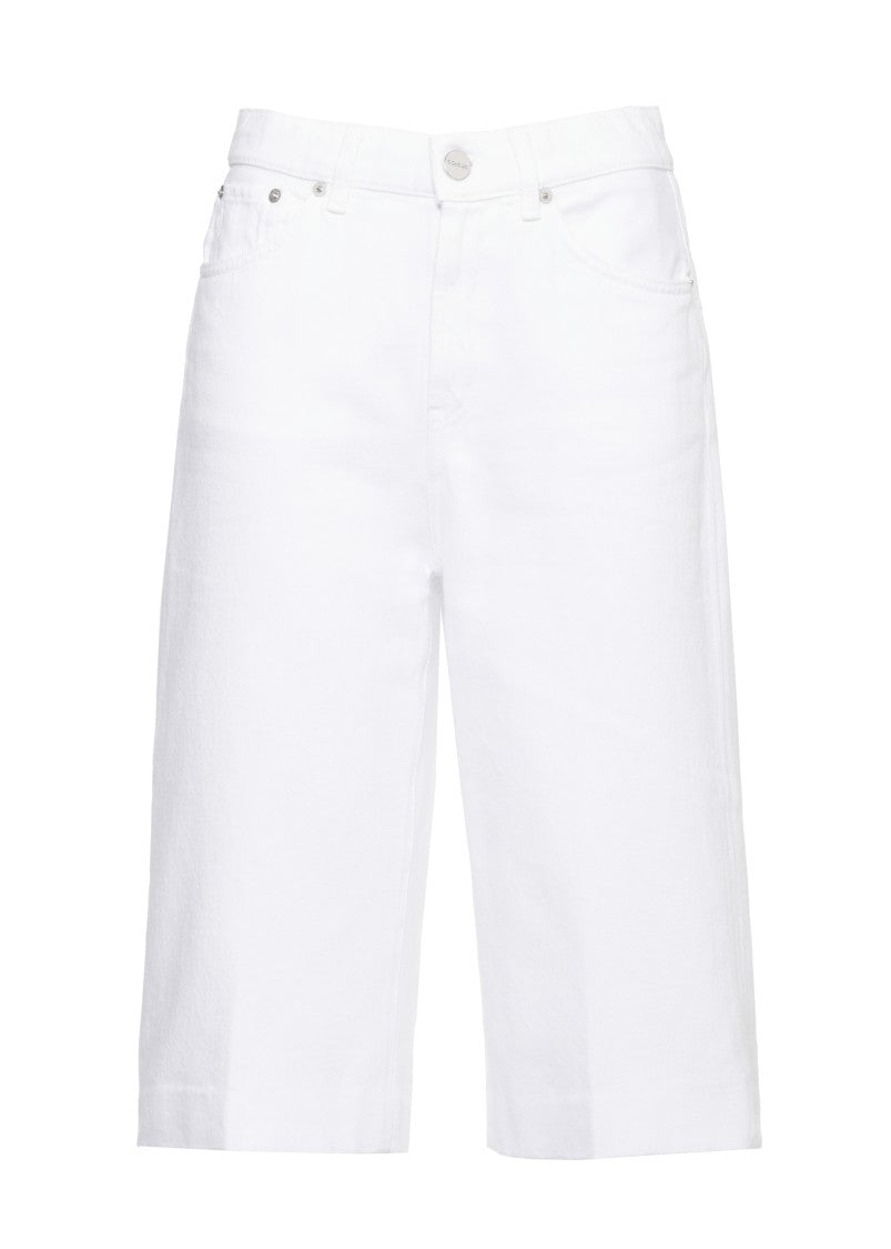 Dondup White Delfine Cotton Denim Shorts