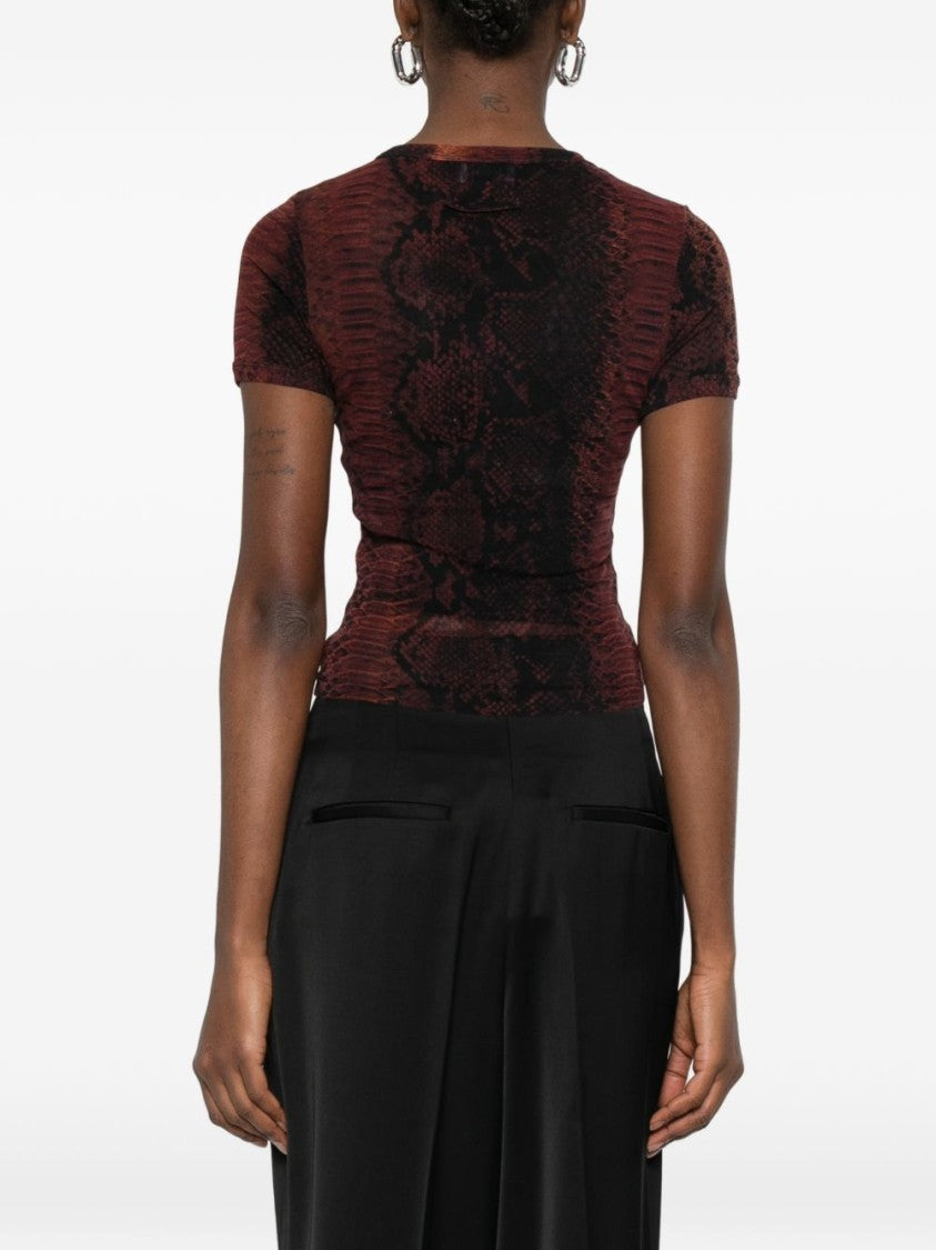Jean Paul Gaultier Fitted Snake Print Top In Silk And Nylon Blend