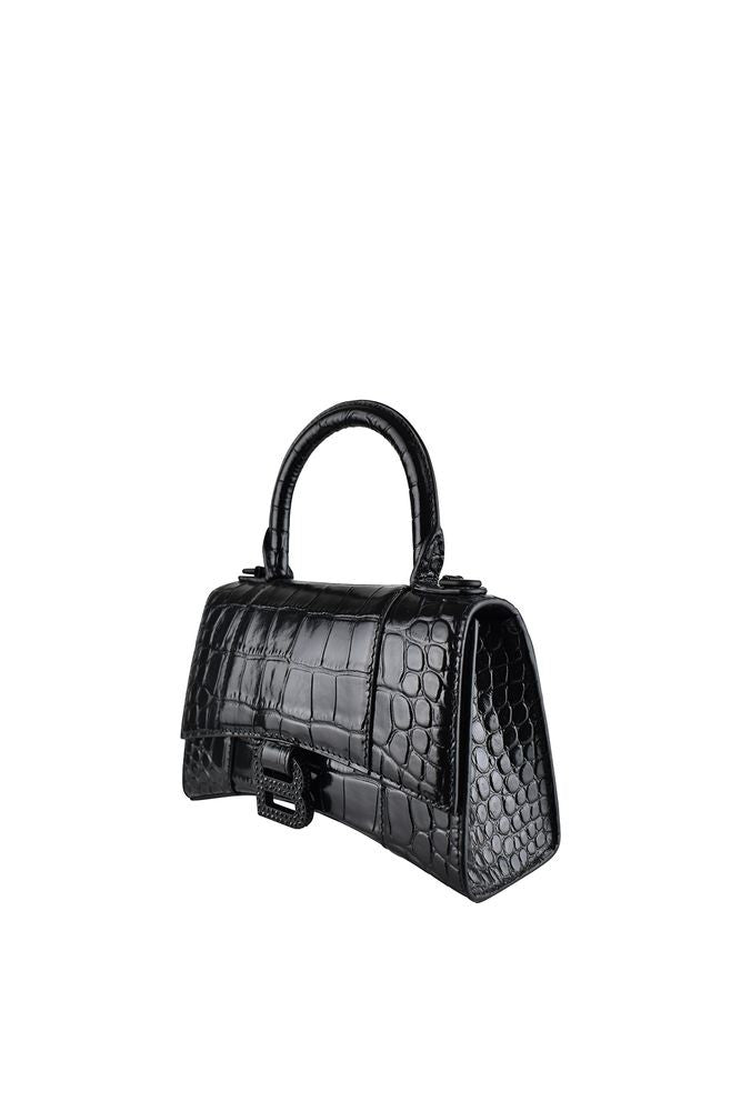 Balenciaga Black Crocodile Leather Hourglass Xs Handbag