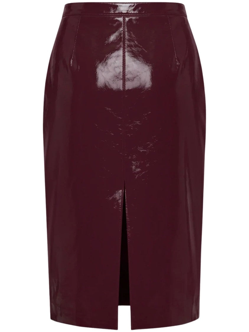 Self-Portrait Purple Glossy Faux-Leather Midi Skirt
