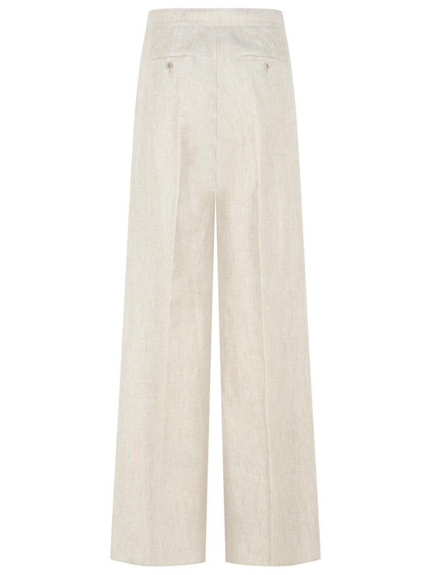 Max Mara 'Ginnico' Beige Linen Pants