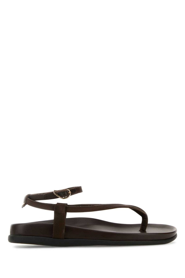 Ancient Greek Sandals Brown Satin Saloni Thong Sandals