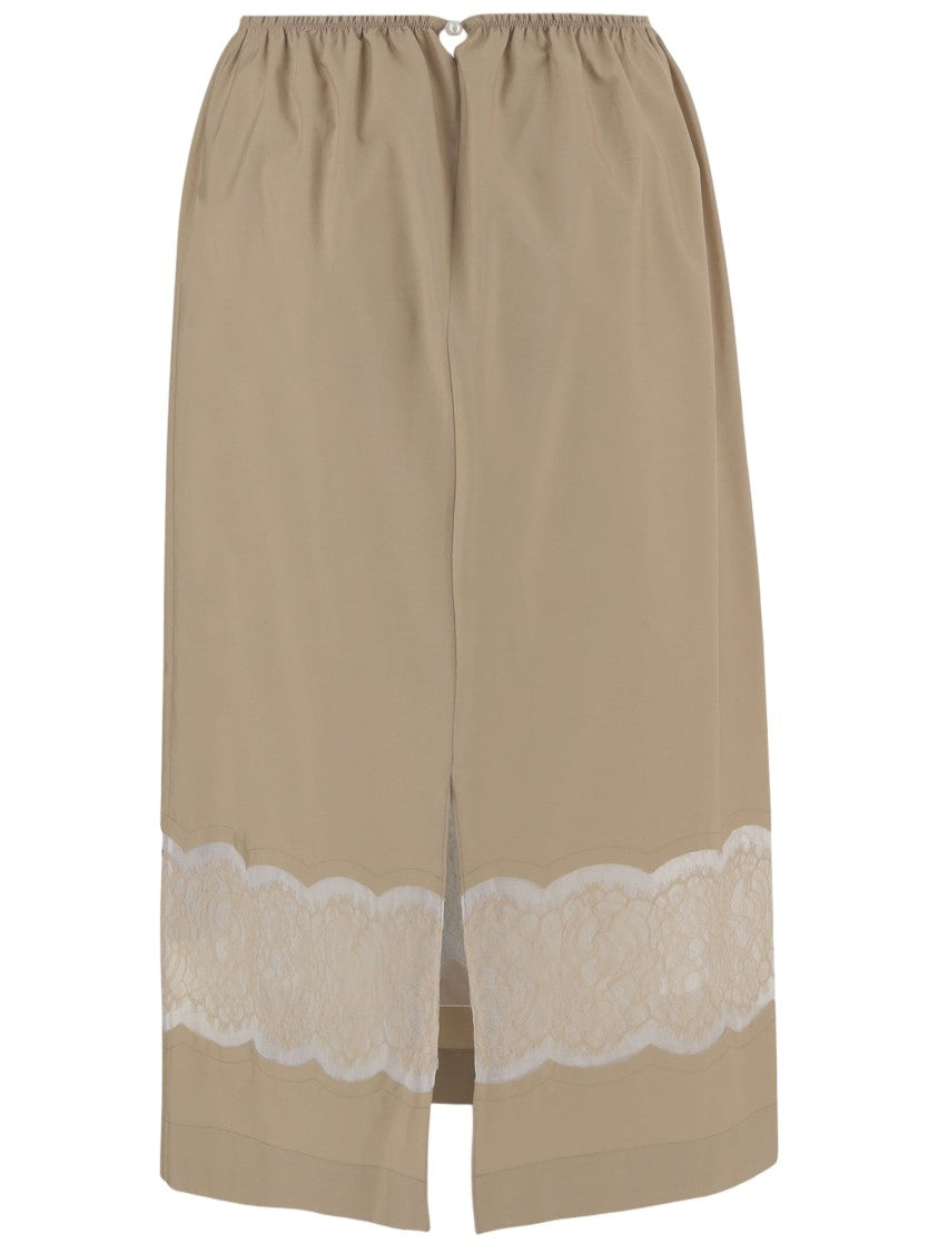 Carven Straight Silhouette Midi Skirt With Lace Trim