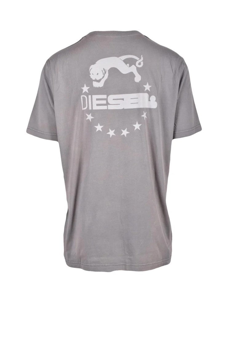 Diesel Grey Graphic Cotton-Blend T-Shirt